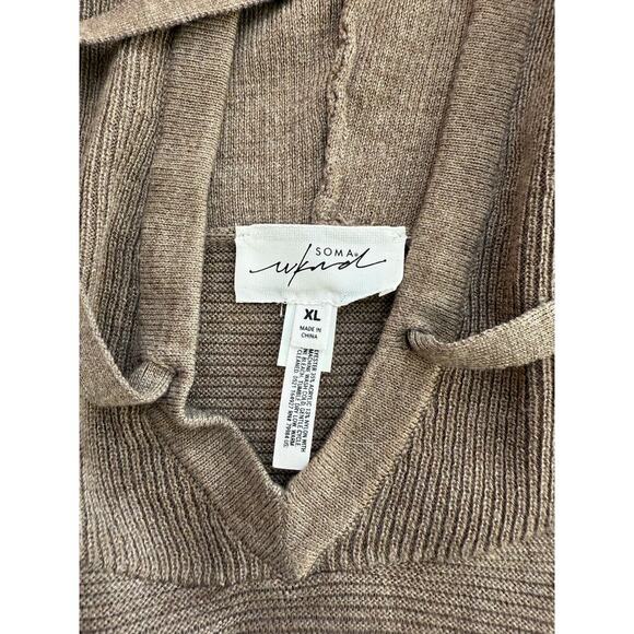 Soma WKND Women's Gray Marshmallow Knit Long Sleeve Cropped Hoodie Size XL - Picture 4 of 5